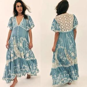 Free People Blue Bonnet Maxi Dress Size M NWT RETAIL $500 STUNNING!